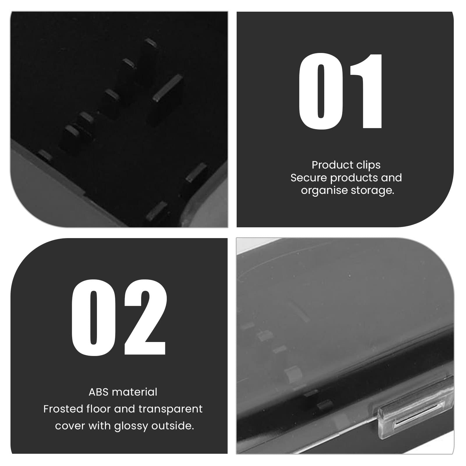 Nail Polish Organizer Case | ABS Tweezer Storage Box with Snap Lock | Fits 6-10 Tools for Salon, Travel, Home | Crystal Clear Lid, Matte Base, 13x4x1.5cm