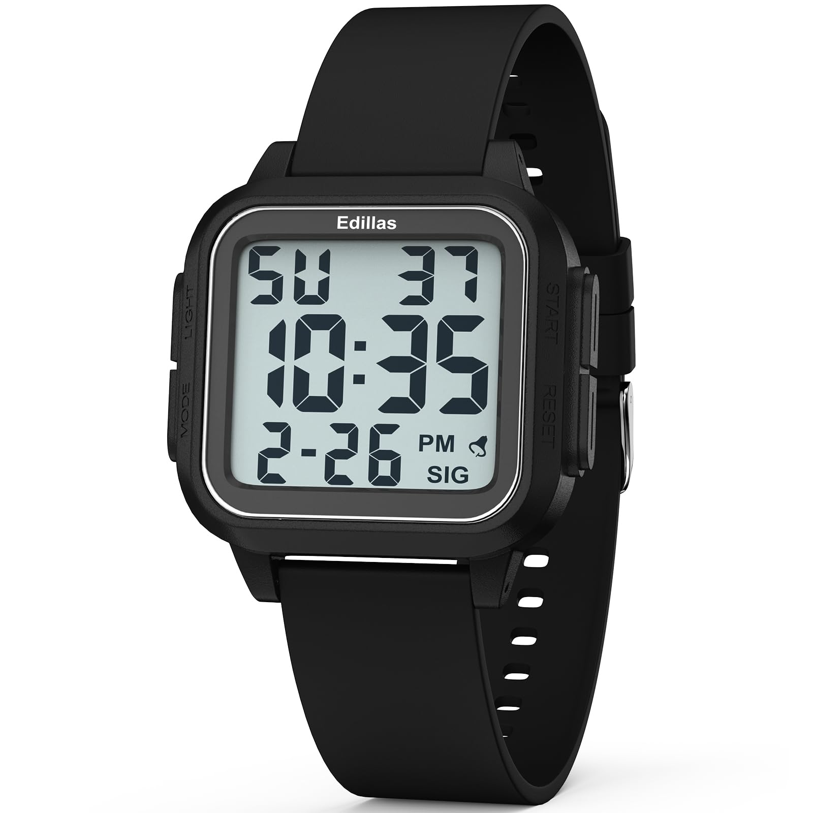 Edillas Square Sport Watch Digital for Women's Men's Big Numbers - Product Imagery