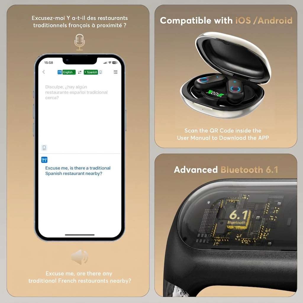 AI Translation Earbuds 198 Languages Sport Open Ear - Mokseev Official Imagery - 7