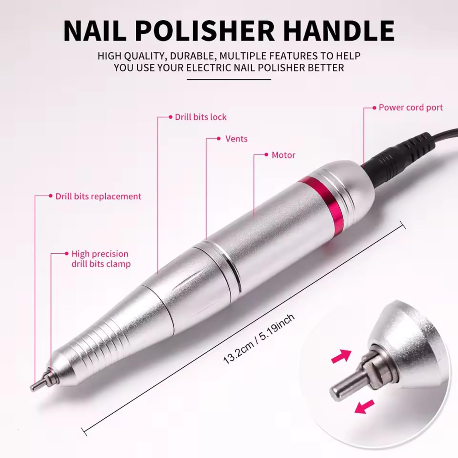 Multifunctional Desktop Nail Drill with Foot Pedal 45000RPM E-File with Bit