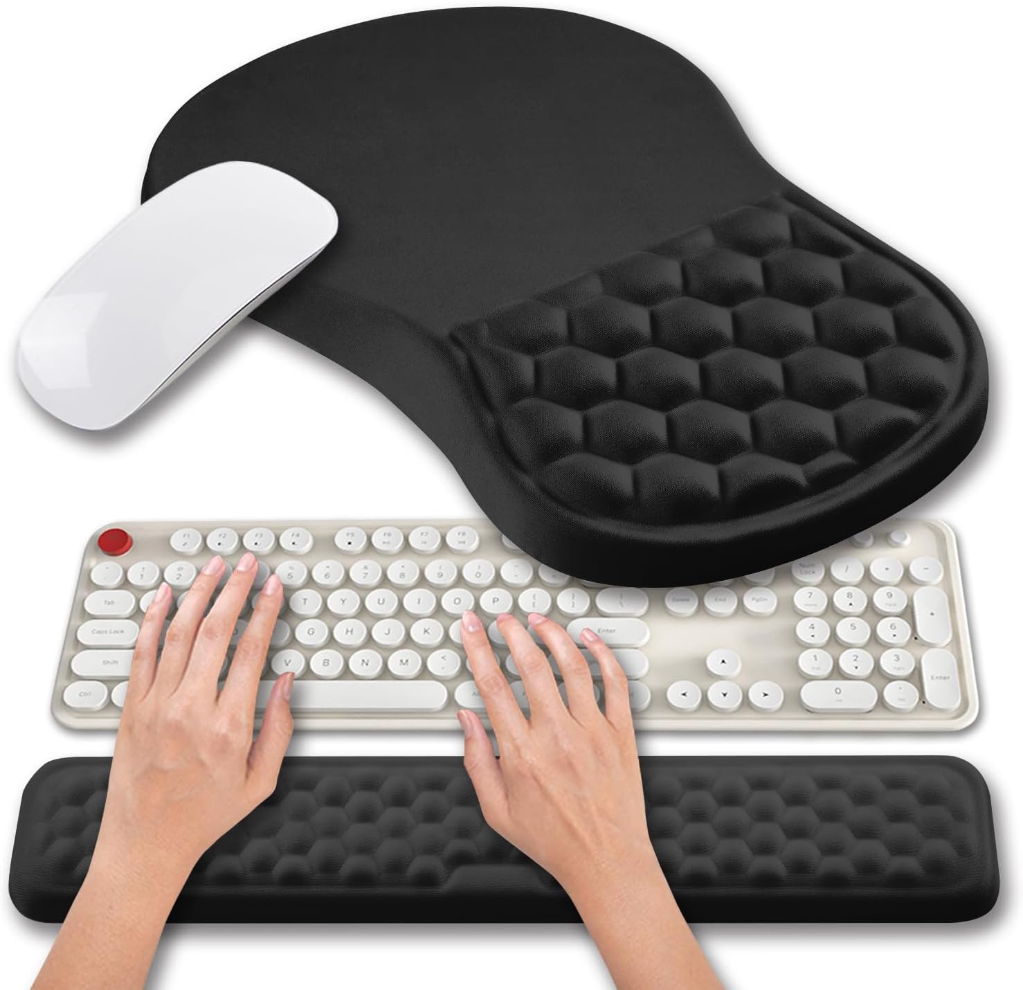 Hokafenle 2-in-1 Ergonomic Mouse Pad & Keyboard Wrist Rest