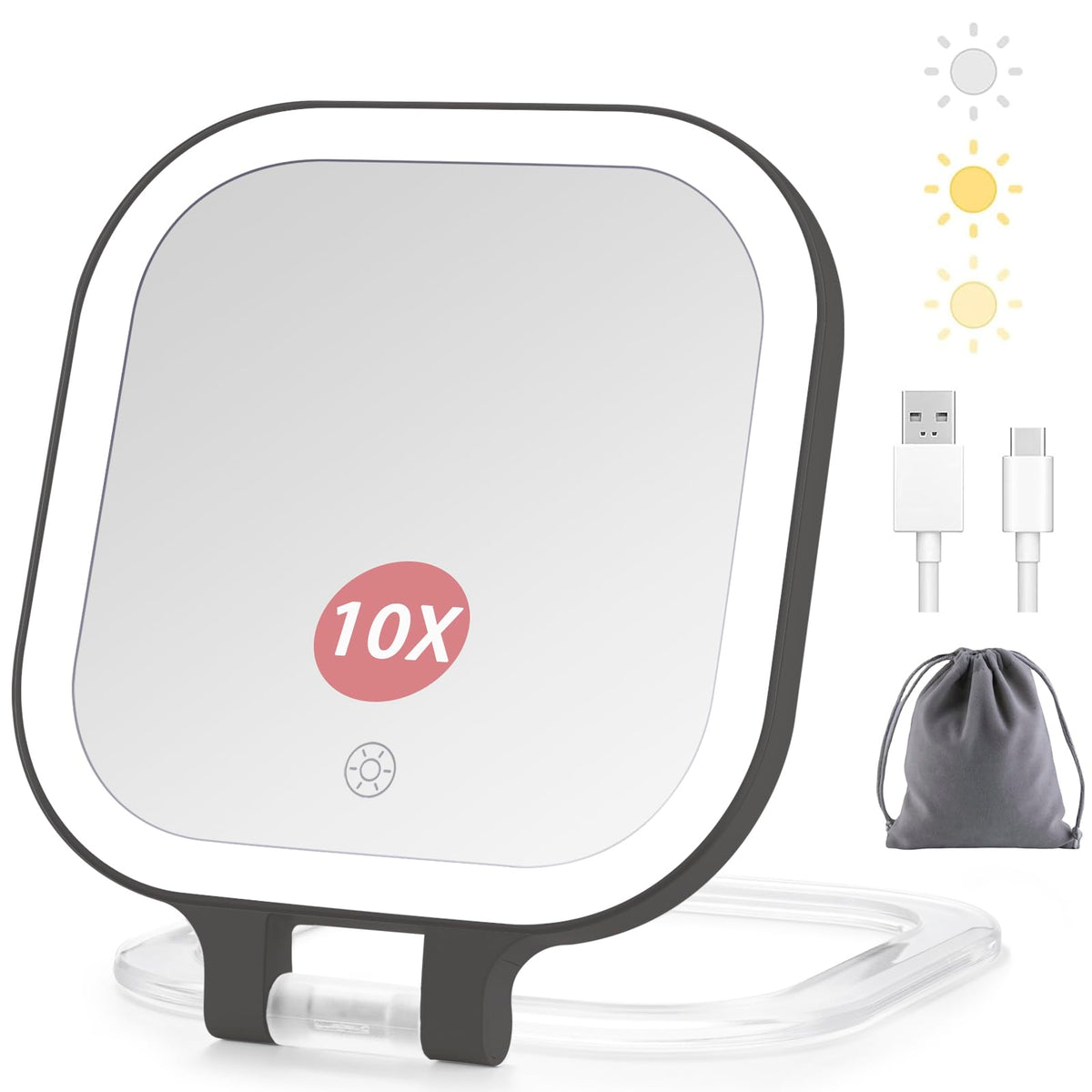 7 Travel Makeup Mirror with Lights 1X 10X Magnifying Vanity - DESCHEN Official Imagery - 1