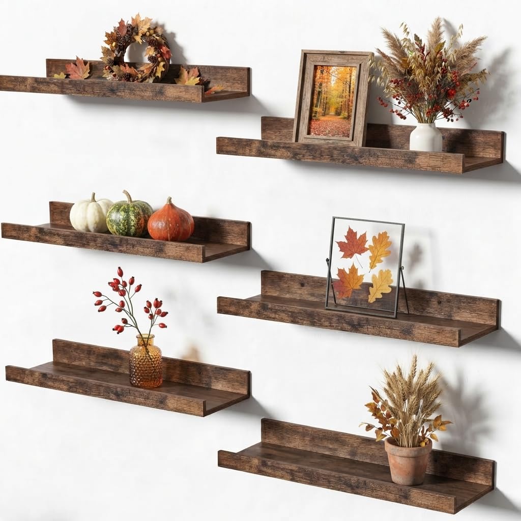 upsimples Floating Shelves for Wall Decor and Storage Brown - upsimples Official Imagery - 1