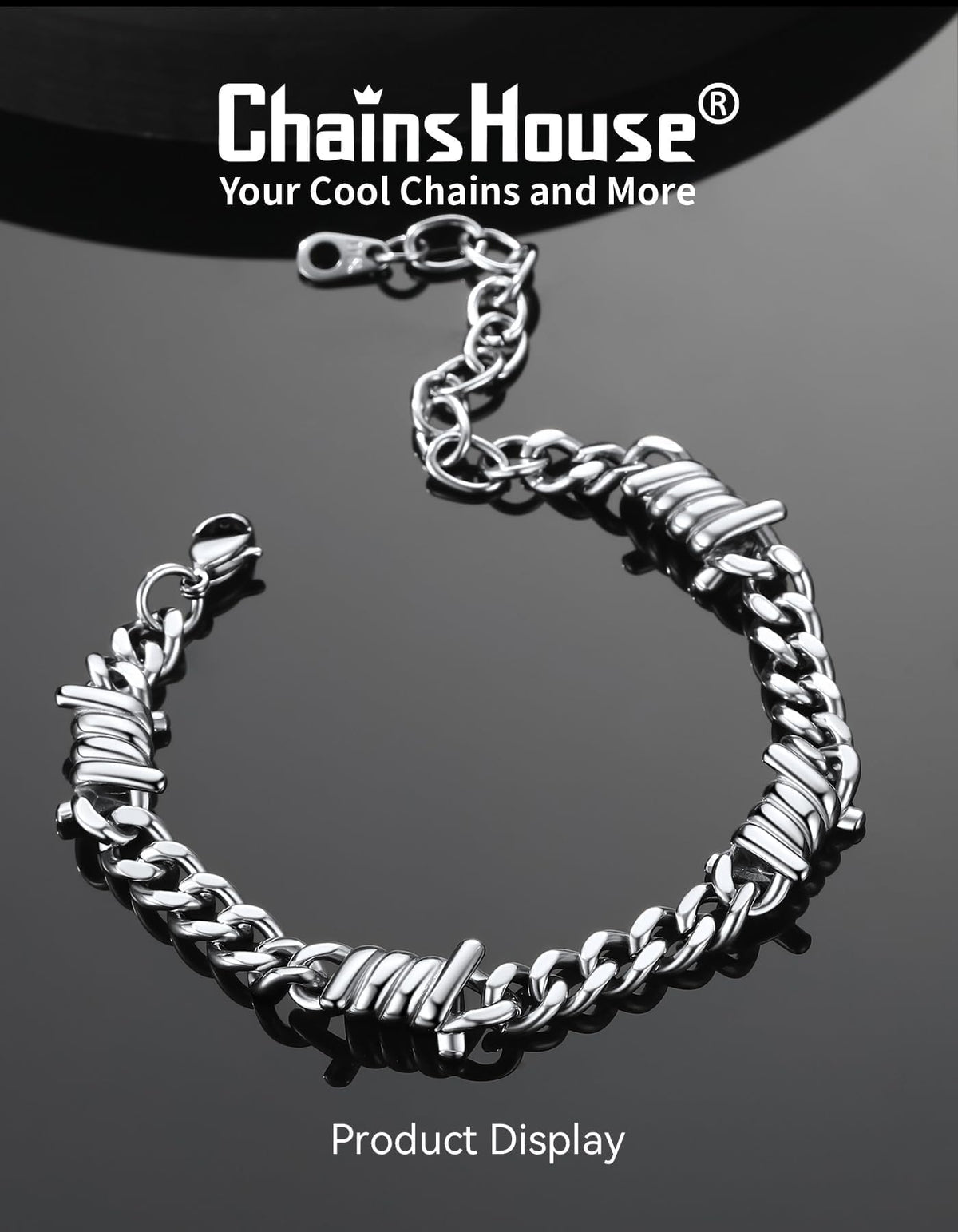 ChainsHouse Barbed Wire Bracelet Cuban Link Chain Bracelet - ChainsHouse Official Imagery - 5