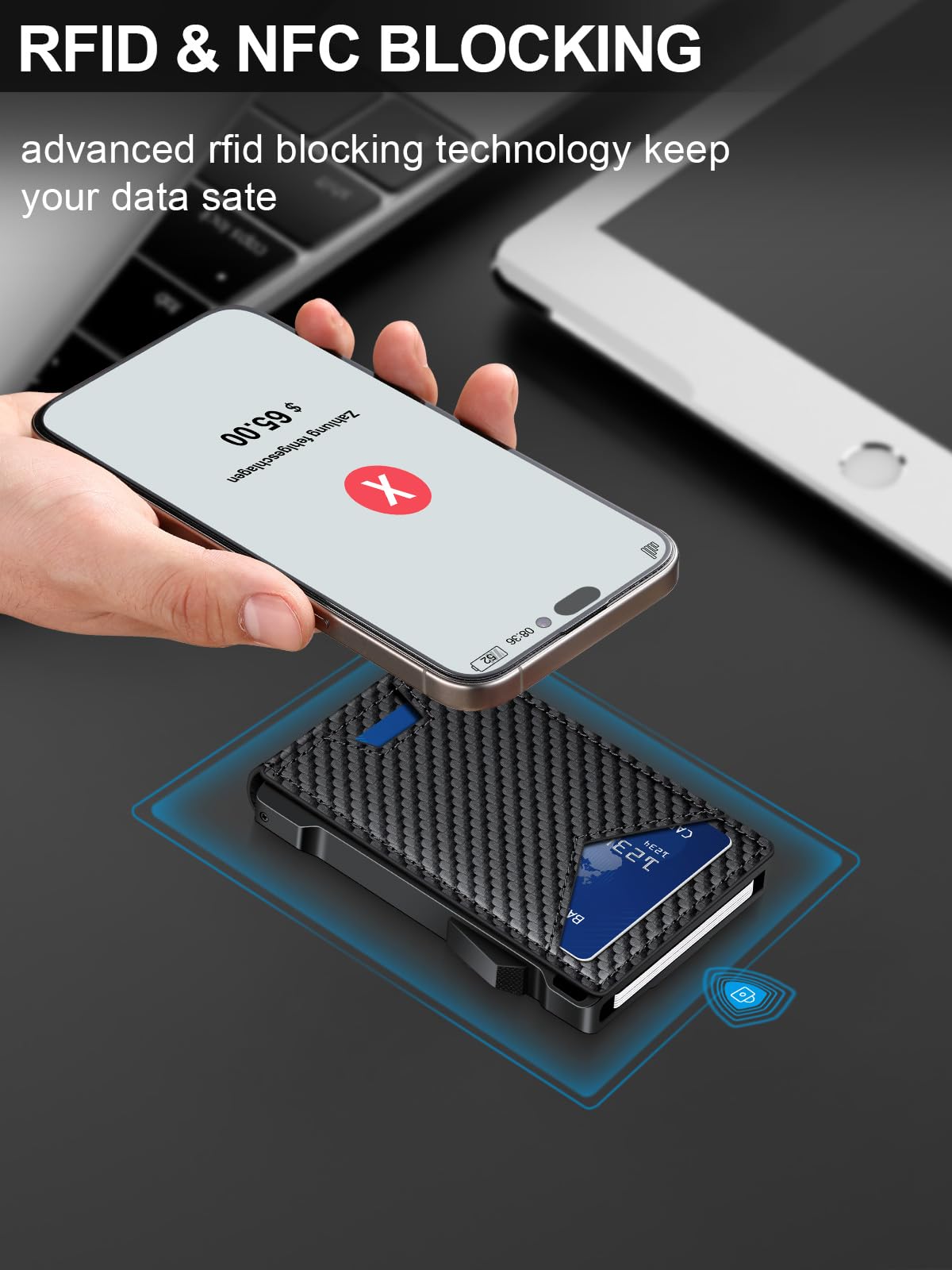 kafellon Wallet for Men RFID Wallet with 2 ID Windows & Money Cli by kafellon - Angle View 3