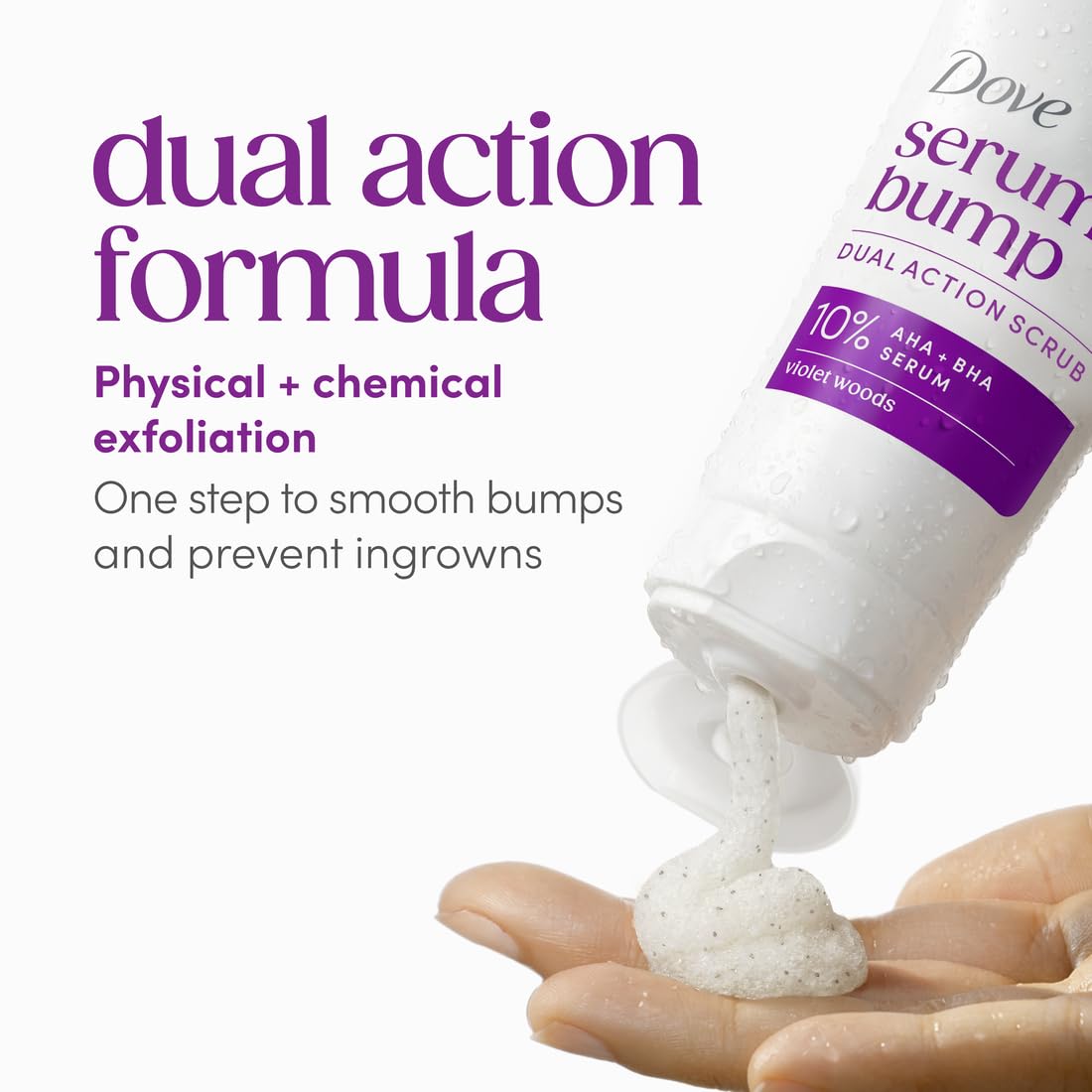 Dove KP Bump Body Scrub with 10% AHA & BHA For Rough Bumpy Skin, Violet Woods - Dove Official Product View 4