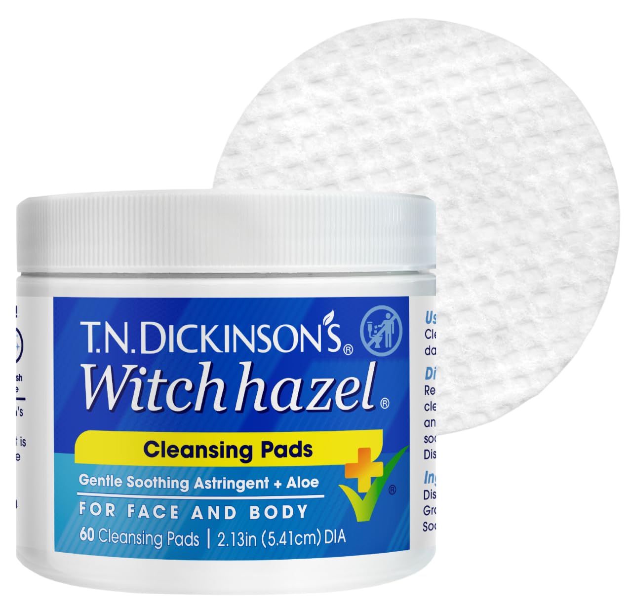 T.N. Dickinson's Cleansing Pads |100% Natural Witch Hazel + - Product Imagery