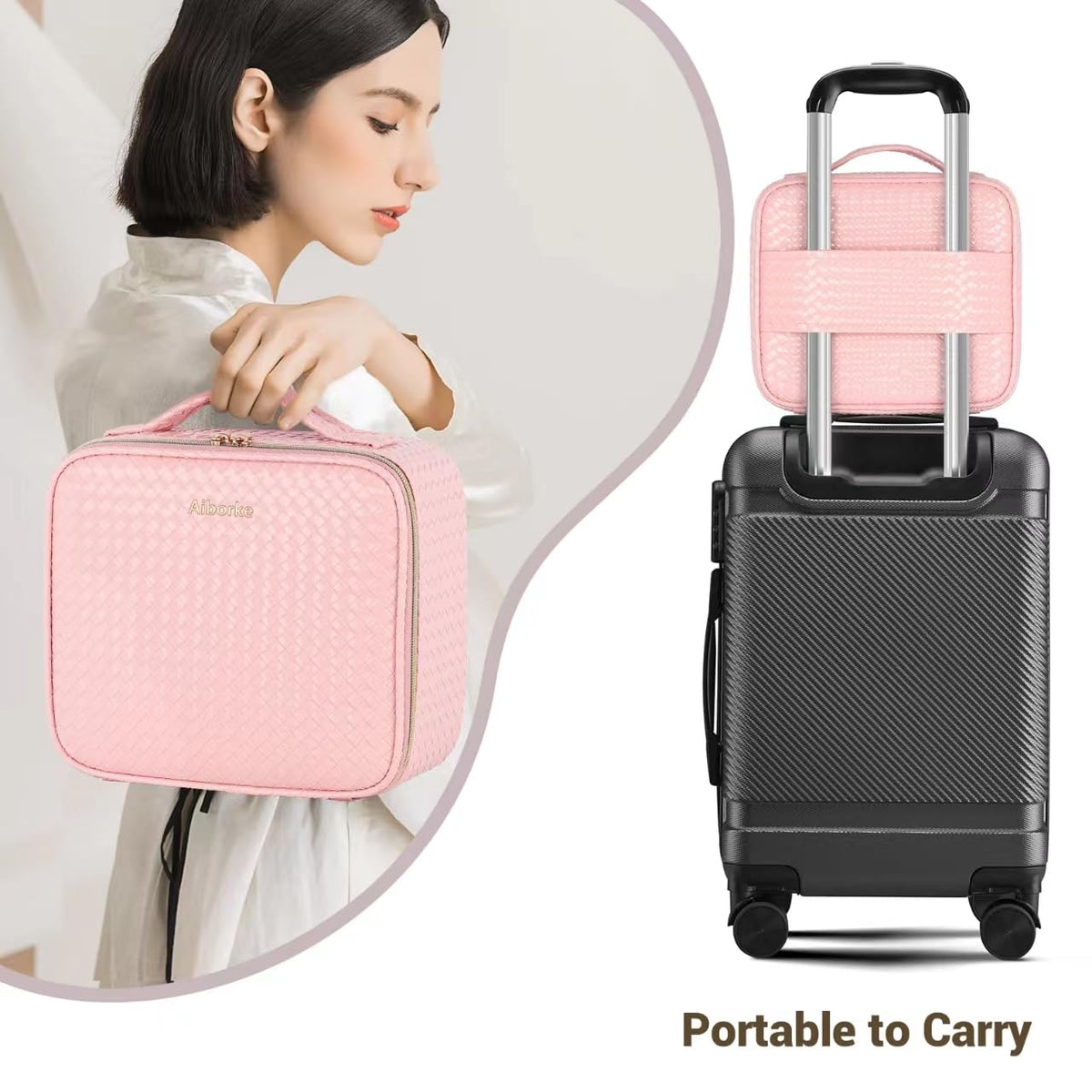 Travel Makeup Bag with Led Mirror Make up Case with Lighted - Aiborke Official Imagery - 5