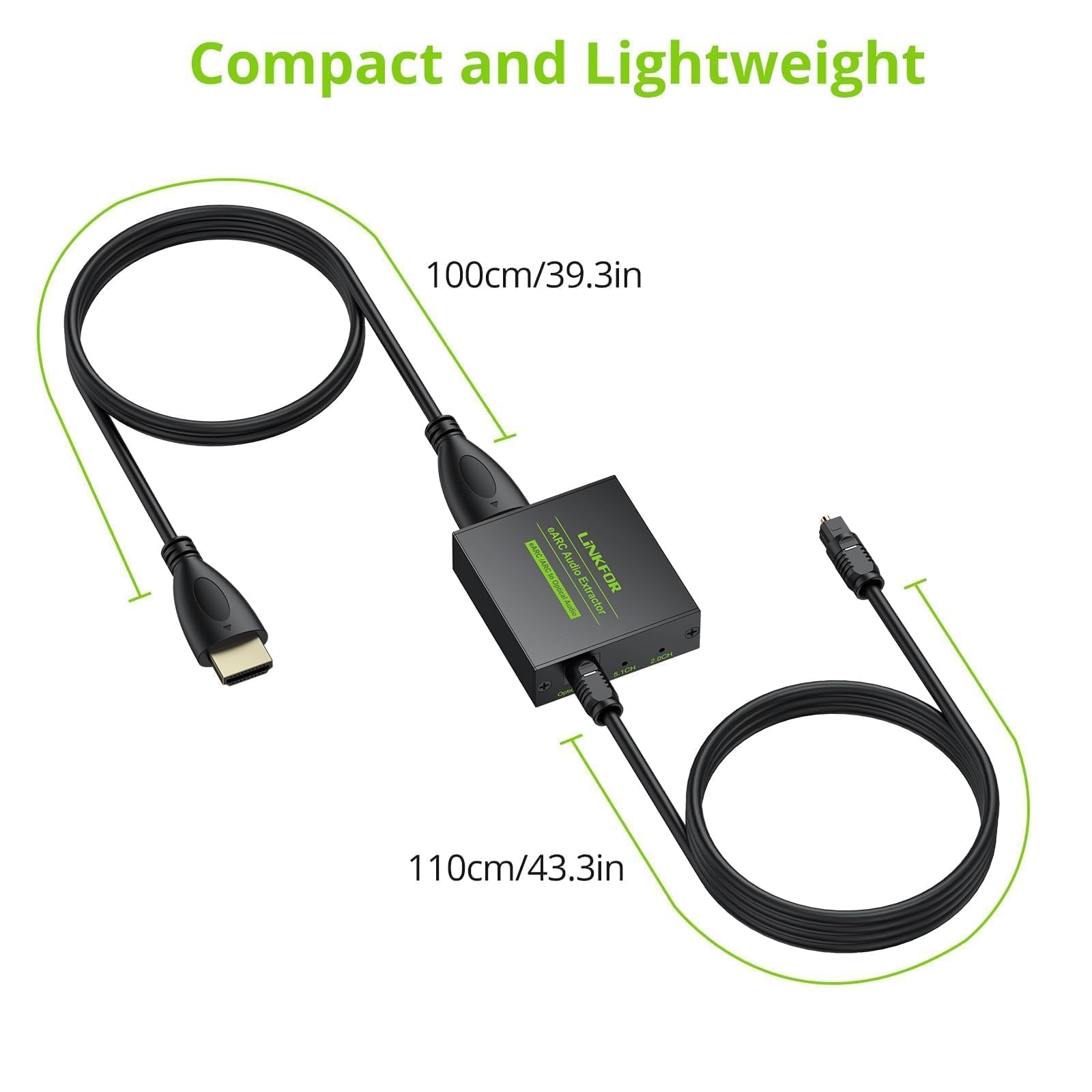 LiNKFOR eARC/ARC Audio Extractor, HDMI eARC to Optical Converter by LiNKFOR - Angle View 7