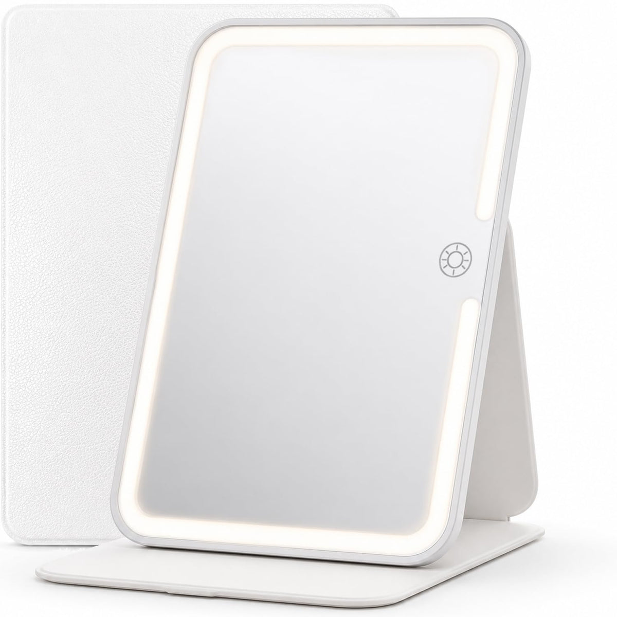 HUGOAI Travel Makeup Mirror with Lights Pearl White 9 - HUGOAI Official Imagery - 1