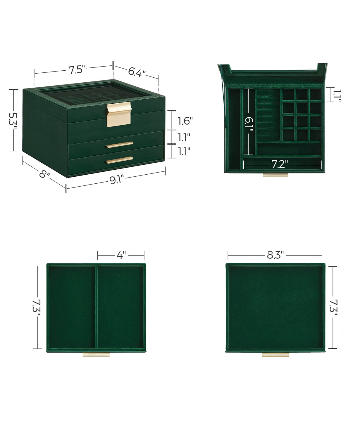 SONGMICS Jewelry Box Organizer 3 Layer Storage with 2 - SONGMICS Official Imagery - 4