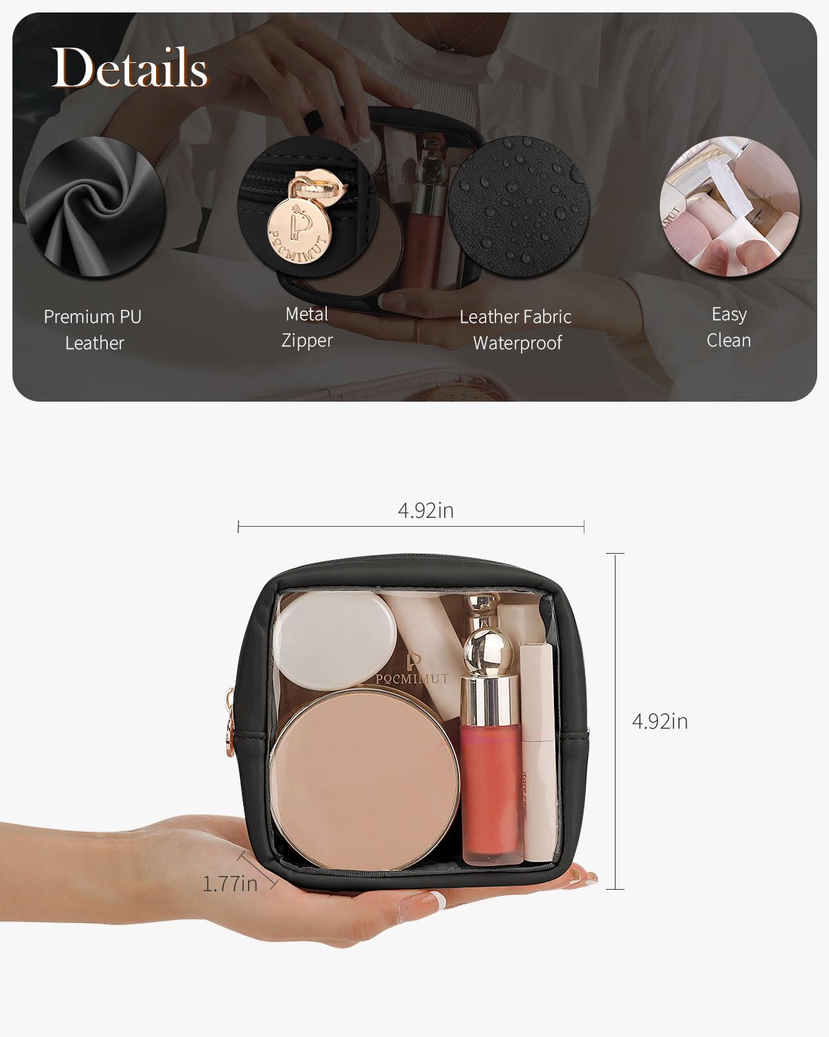 Clear Small Makeup Bag and Mini Makeup Bag for Purse and - Pocmimut Official Imagery - 6