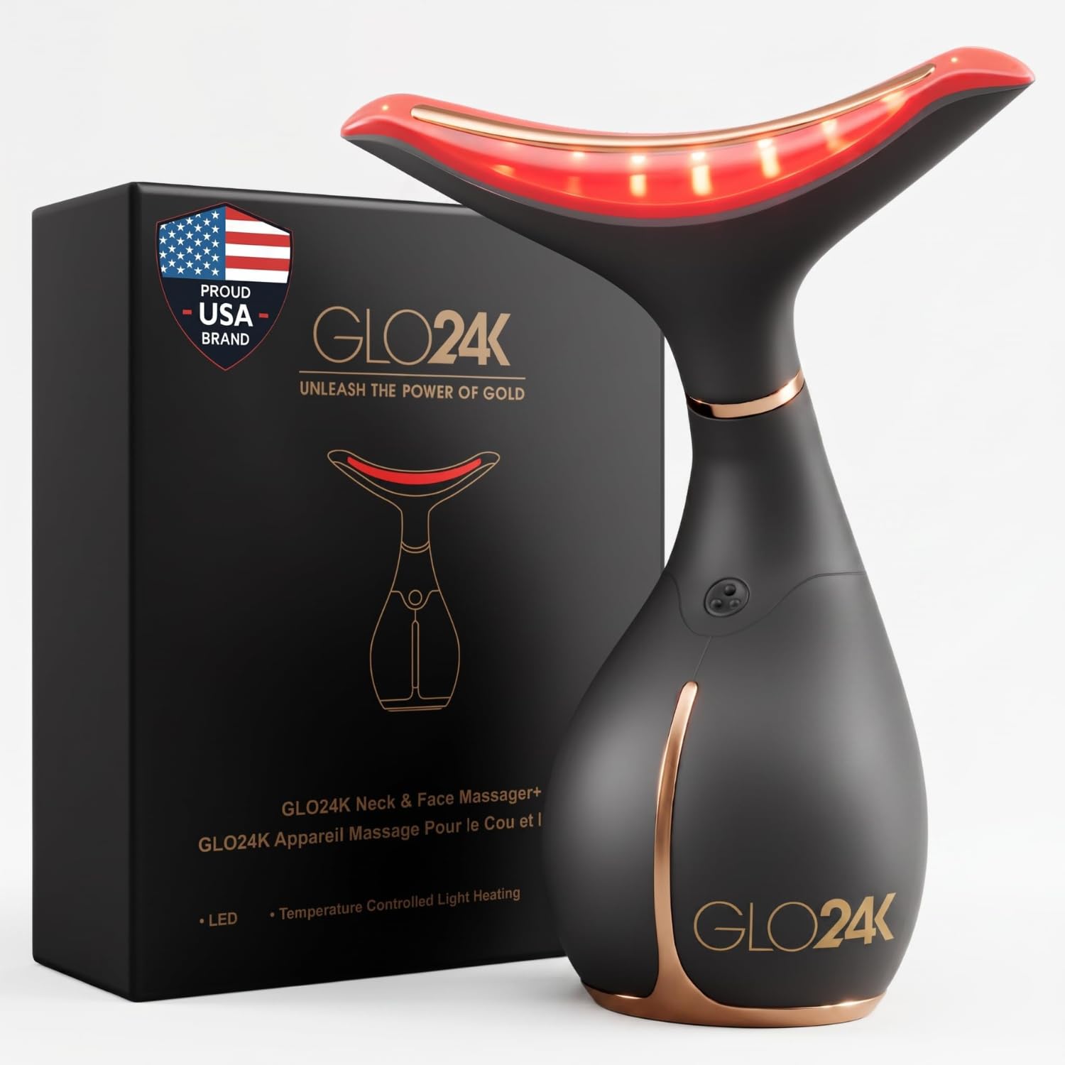 GLO24K LED Face Massager and Neck Wand - GLO24K UNLEASH THE POWER OF GOLD
