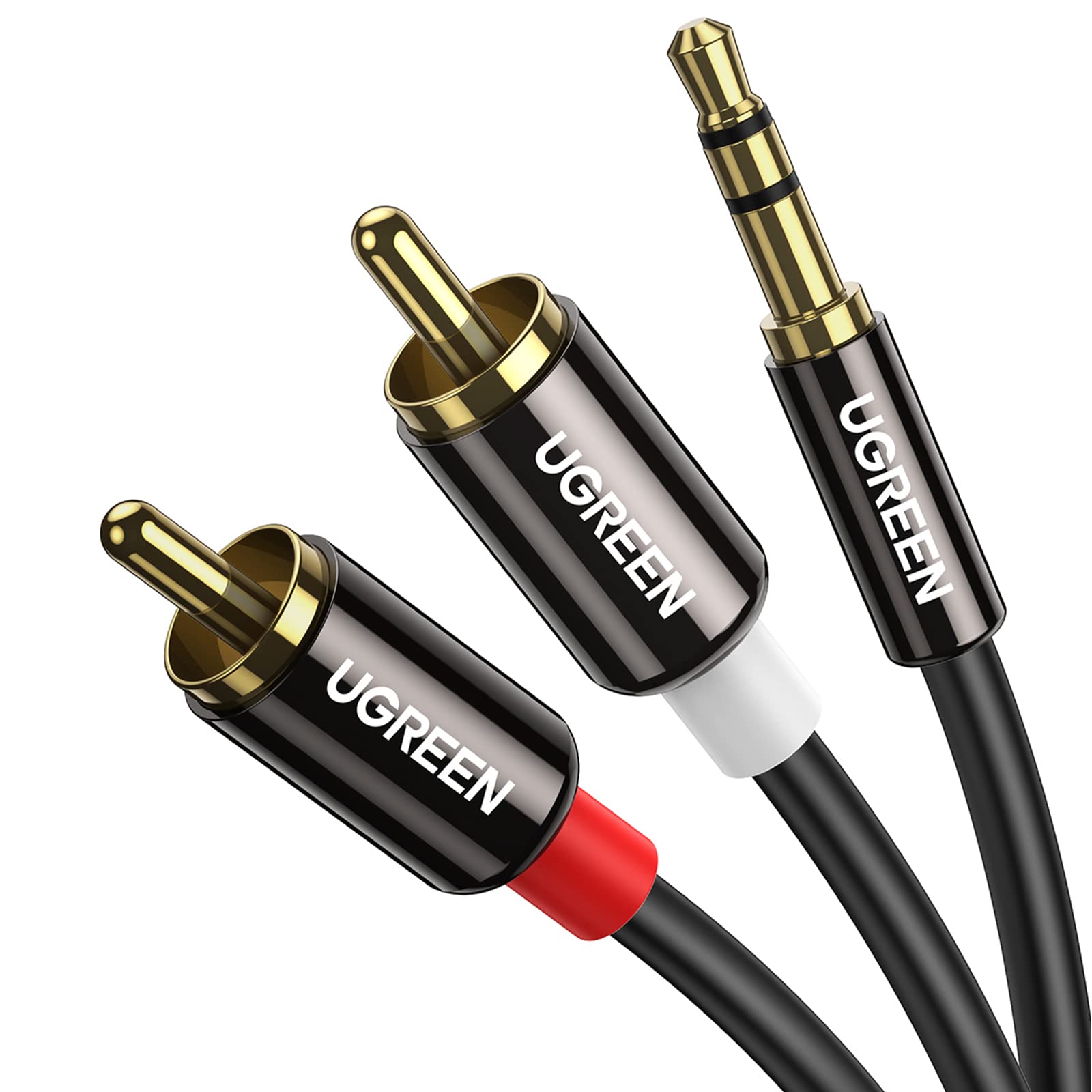 UGREEN 3.5mm to RCA audio cable, 6.6ft, male to RCA connectors, for connecting audio devices with high-fidelity sound quality