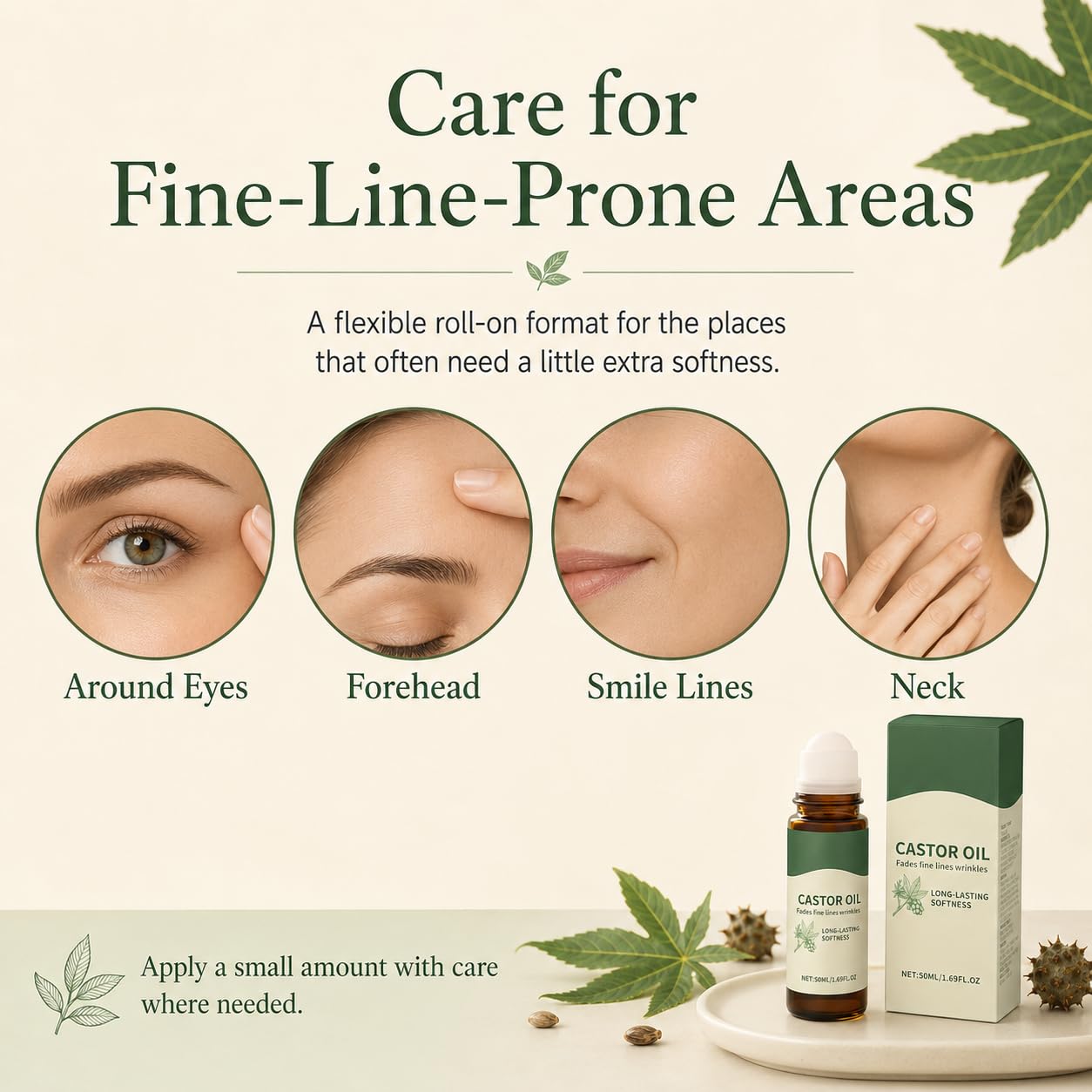 Nooche Organic Castor Oil Roll-on, Cold-Pressed Hexane-Free Castor Oil for Skin, Hair, Brows & Lashes, Fragrance-Free Moisturizing Oil for Body, Scalp & Daily Beauty Care
