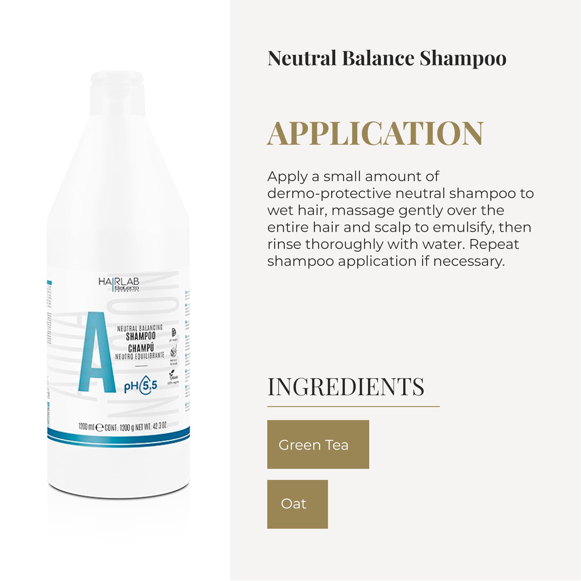 SALERM - Neutral Dermoprotective Shampoo - Hairlab Neutral Balancing - 1200 ml - Neutral pH - For All Hair Types - With Vitamins B and C - Hydrates and Cares for the Scalp - Anti-Frizz