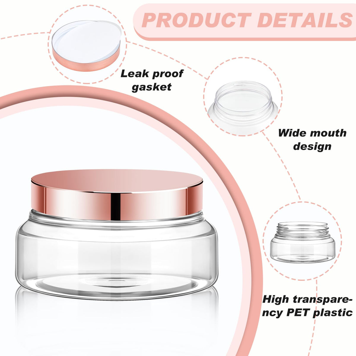 24 Pack Plastic Cosmetic Jars with Lids Label 5 oz Clear - Tessco for you Official Imagery - 5