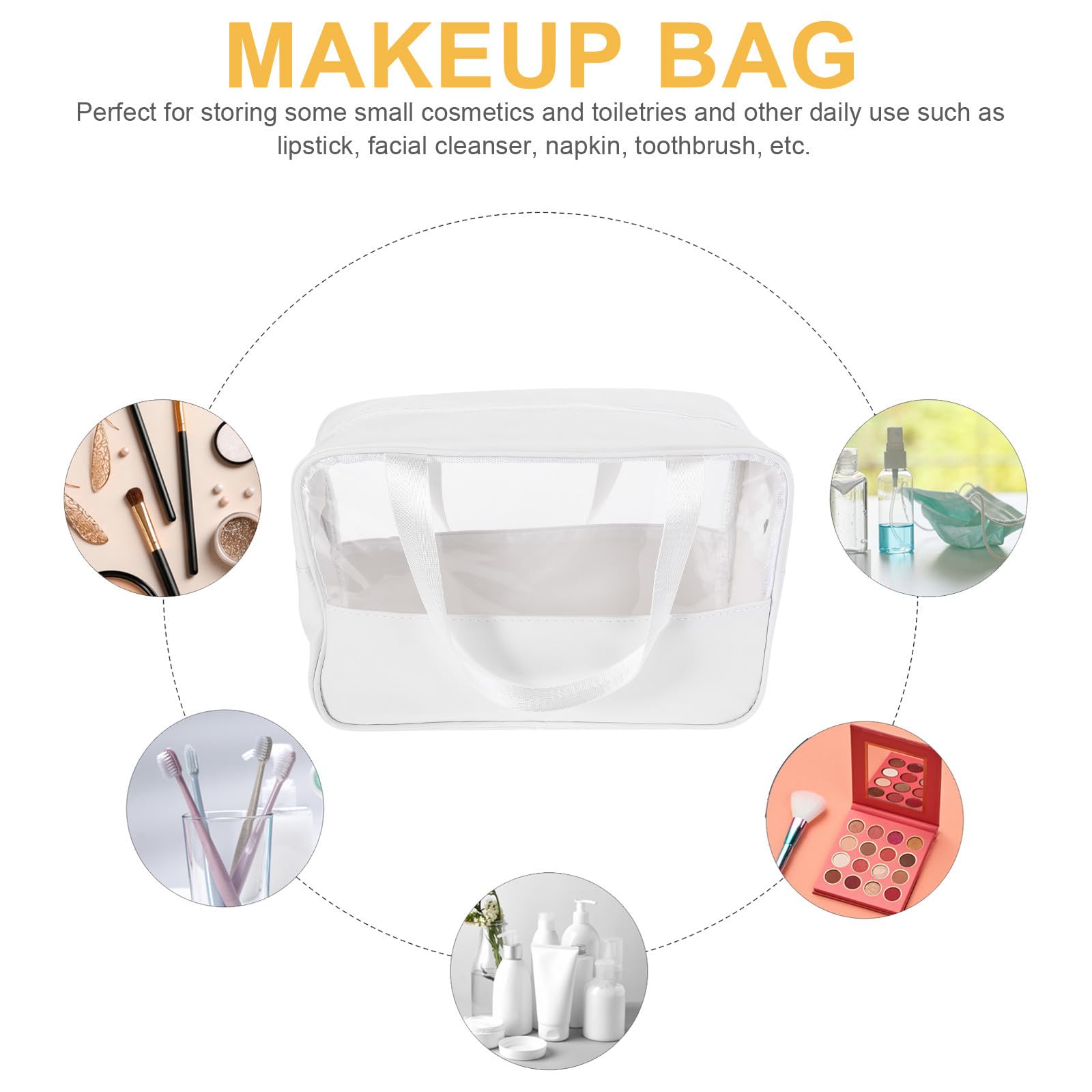 Zerodeko large waterproof cosmetic case with handle, ideal for travel and storage of makeup and toiletries.