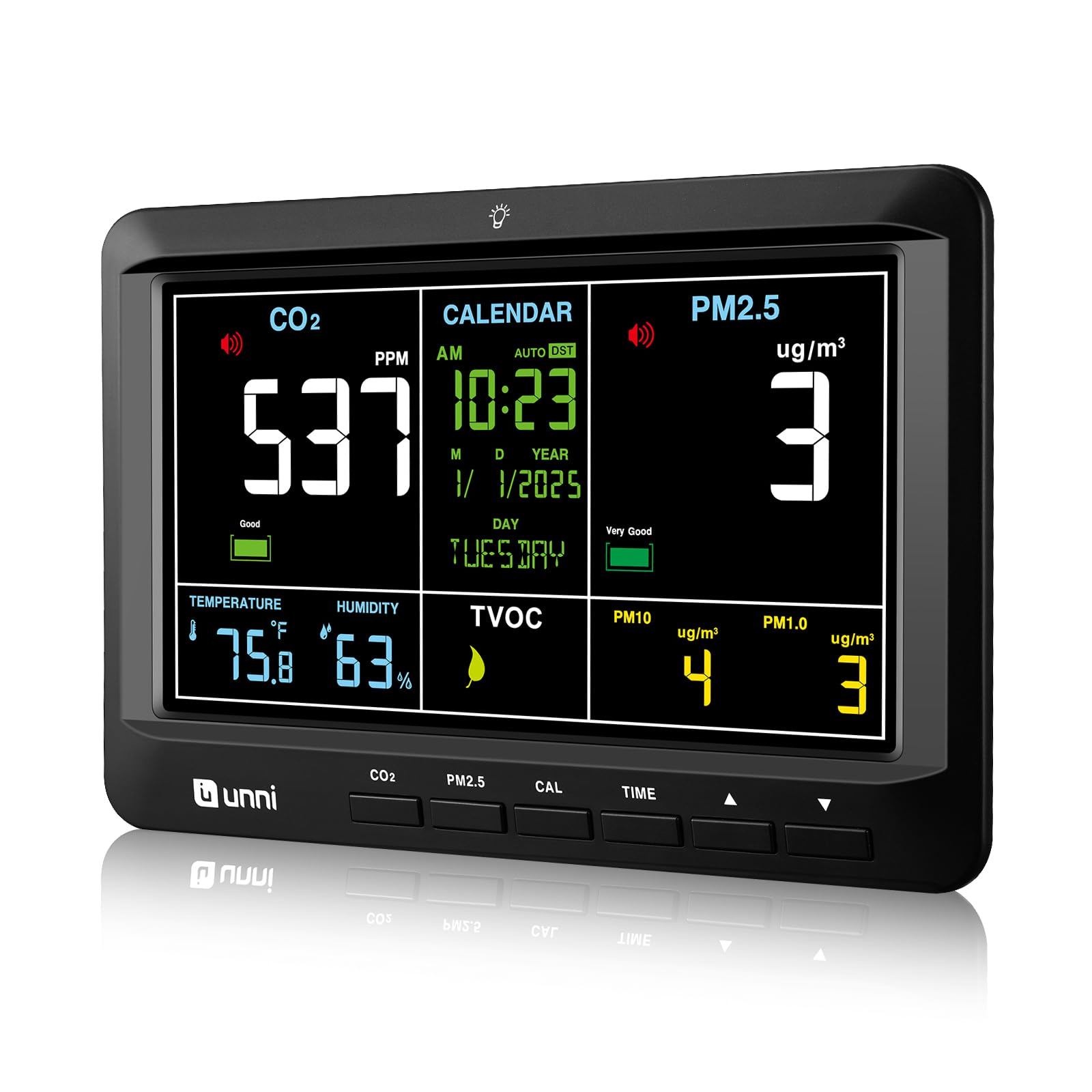 U UNNI Air Quality Monitor 7.5" CO2 PM2.5 TVOC Indoor