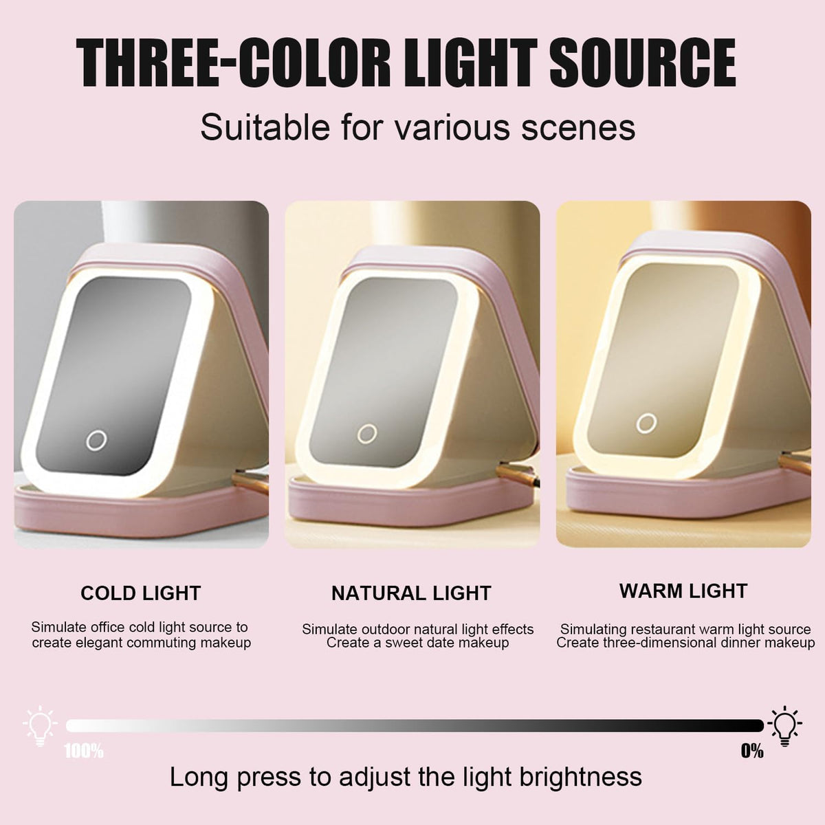 Ujicde Travel Makeup Bag with LED Mirror 3 Colors Modes LED - Ujicde Official Imagery - 5