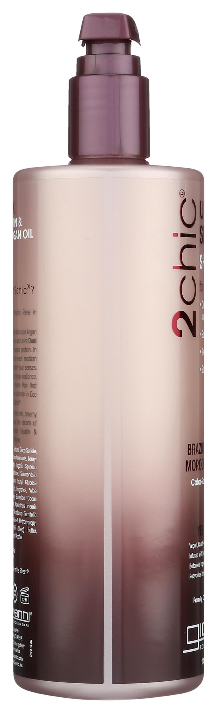 GIOVANNI 2chic Ultra-Sleek Shampoo, Anti-Frizz Formula, Coconut, 24 oz