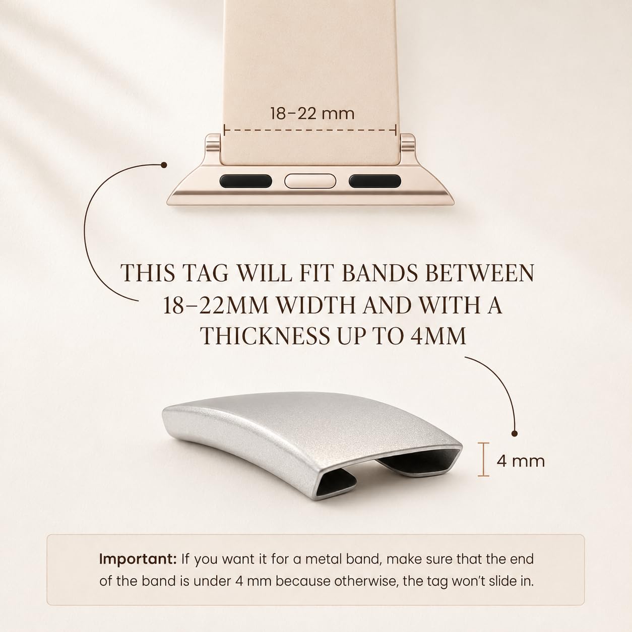 MIA·MIA Alert ID Tag for Watch Band, Laser Engraved Apple Watch Safety - View 3