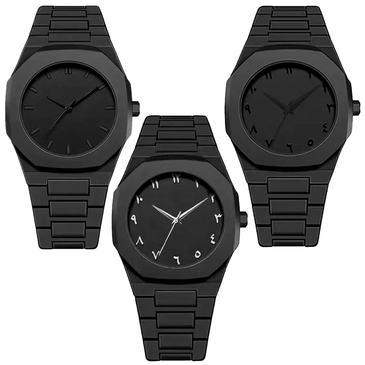 3 Pack Watches for Men Quartz Black Sports Minimalist Ultra - dayutech Official Imagery - 1
