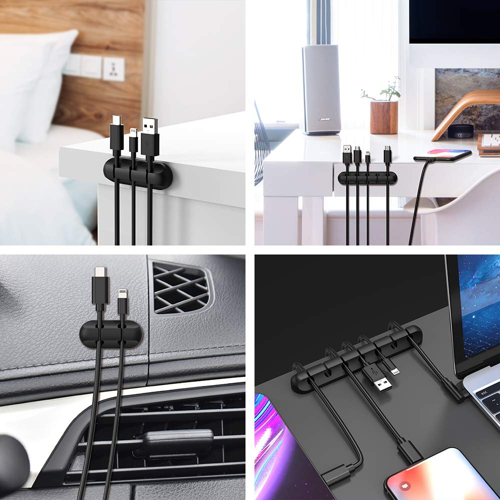 INCHOR Cord Organizer for Desk, Cable Organizer Cable Clips Holder Black - INCHOR Official Product View 5