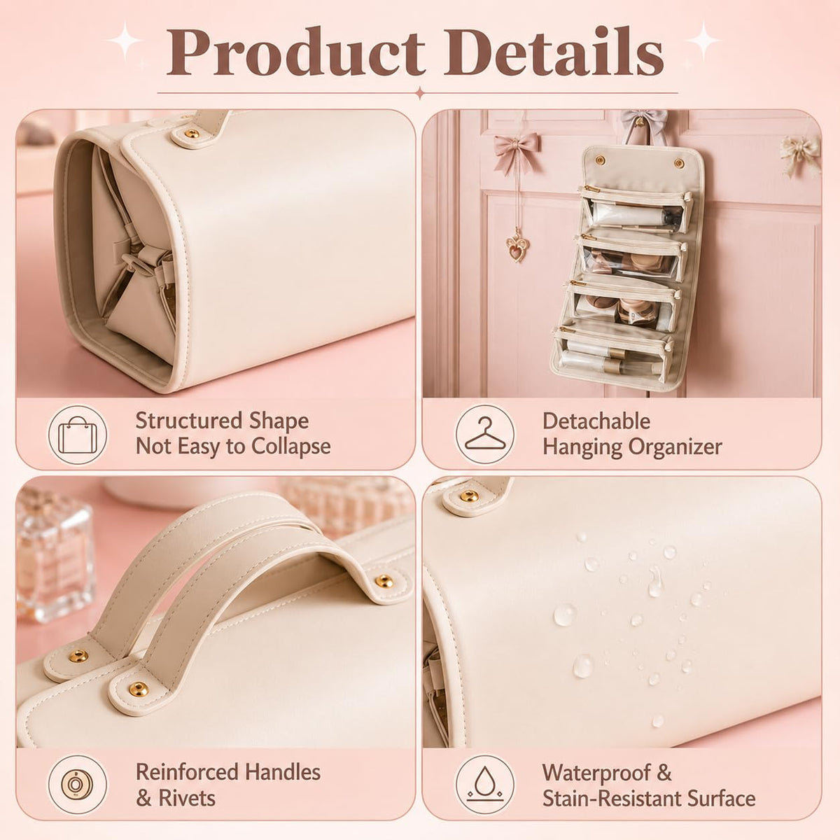 Expandable Makeup Bag Women Waterproof Cosmetic Travel - LuyaVogue Official Imagery - 5