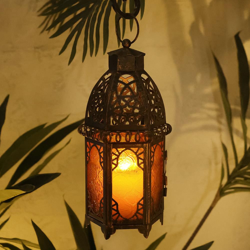 NEEDOMO 12.8'' Moroccan Lanterns Decorative Indoor & Outdoor, Vintage Christmas Candle Holder