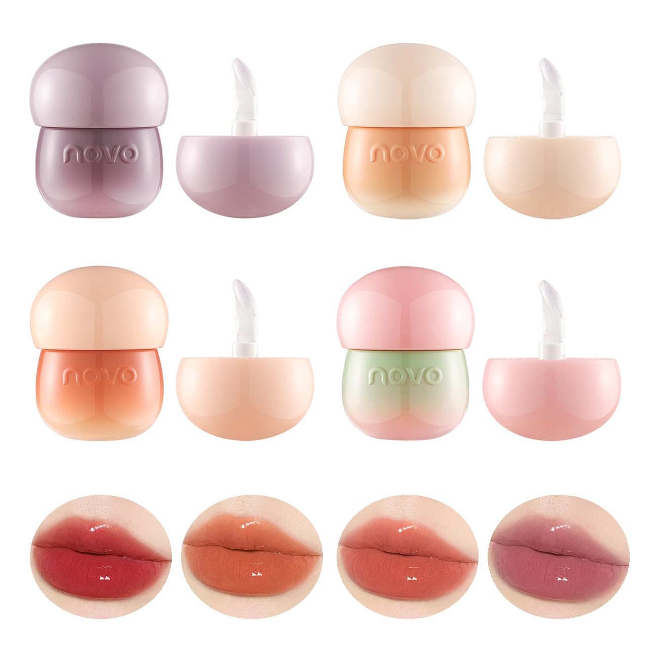 Lovelycat Pudding Glow Lip Balm – Glossy Tinted 4PC Set