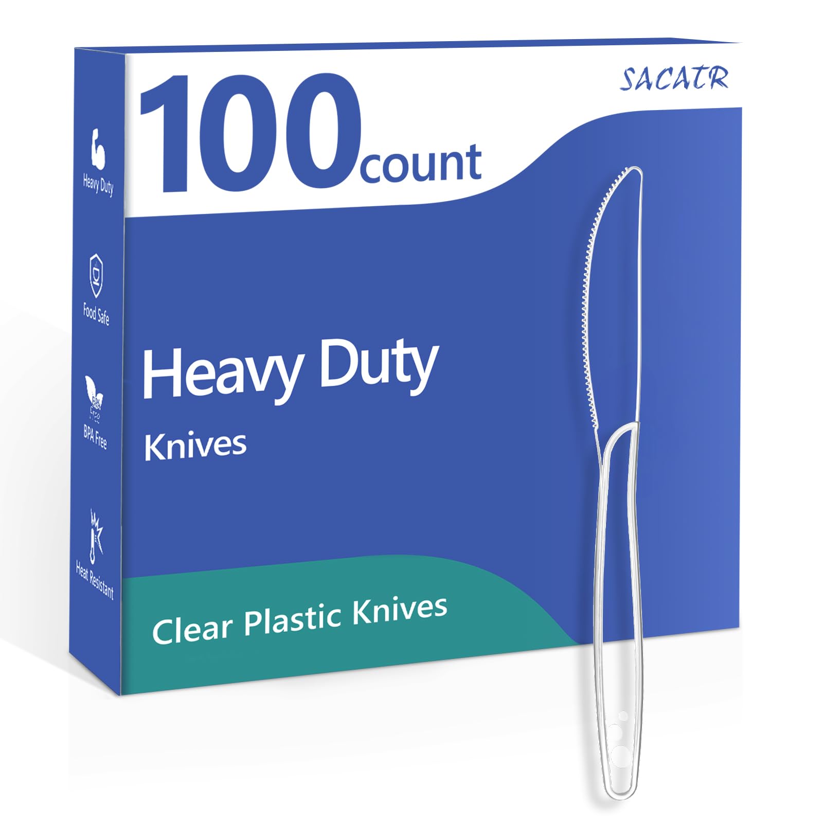 SACATR 100 Count Heavy Duty Plastic Knives Disposable - SACATR Official Product View 1