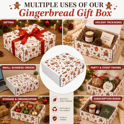 Gingerbread Holiday Collection Print Corrugated Mailer Boxes, - Product Imagery