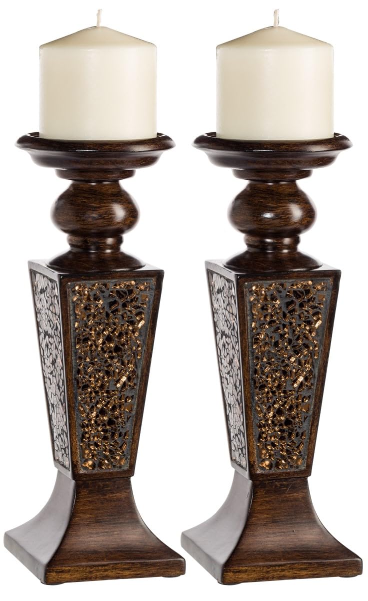 Creative Scents Schonwerk Brown Pillar Candle Holder Set of - Creative Scents Official Imagery - 1