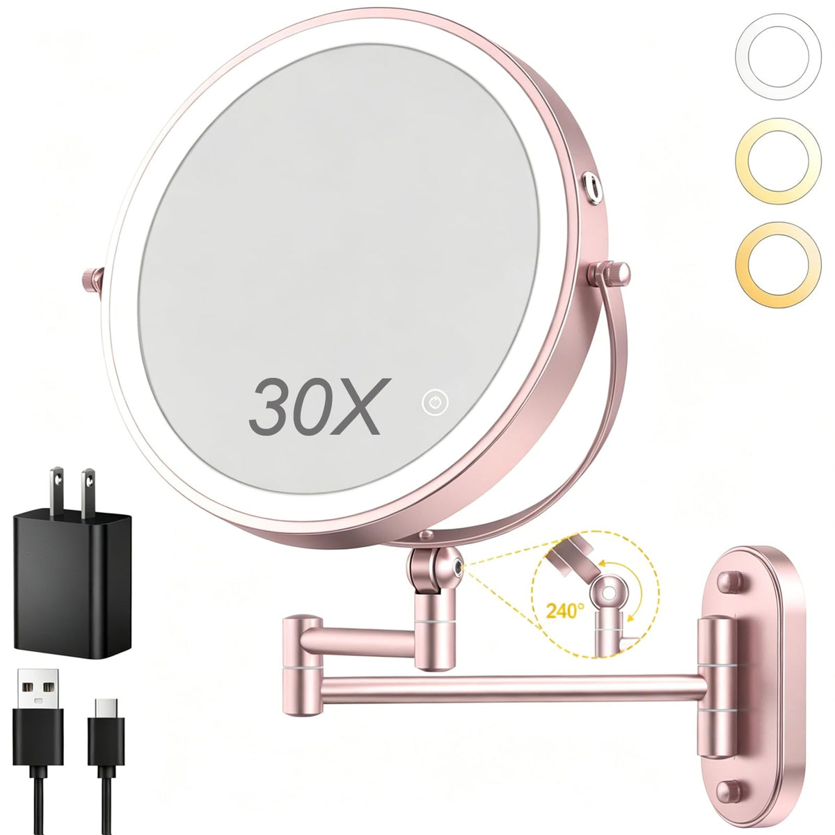 ZLOKLA 9 Wall Mounted Lighted Makeup Mirror 4000mAh - ZLOKLA Official Imagery - 8