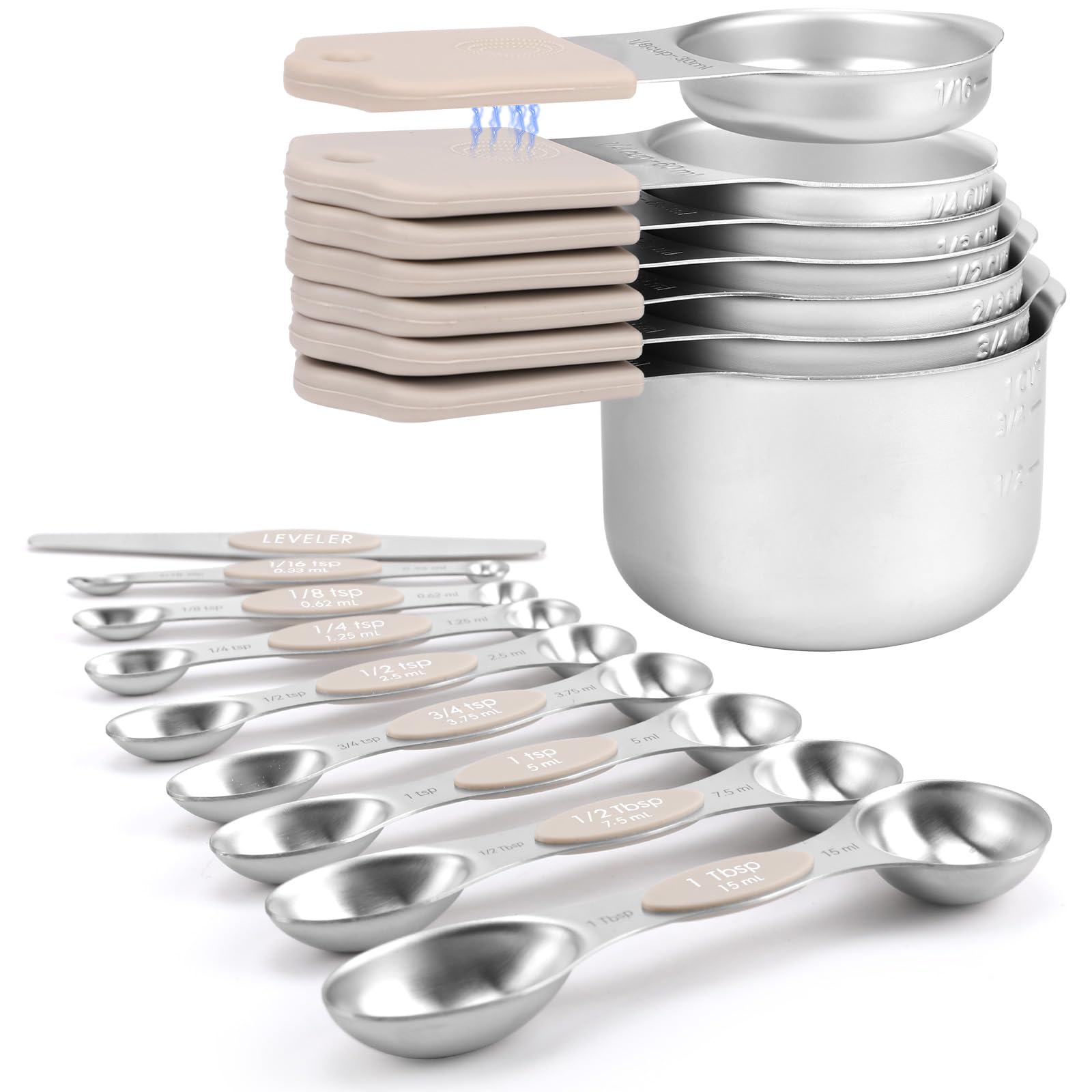HOUJIP Magnetic Measuring Cups and Spoons Set-Heavy Duty 304 Stai by HOUJIP - Angle View 8
