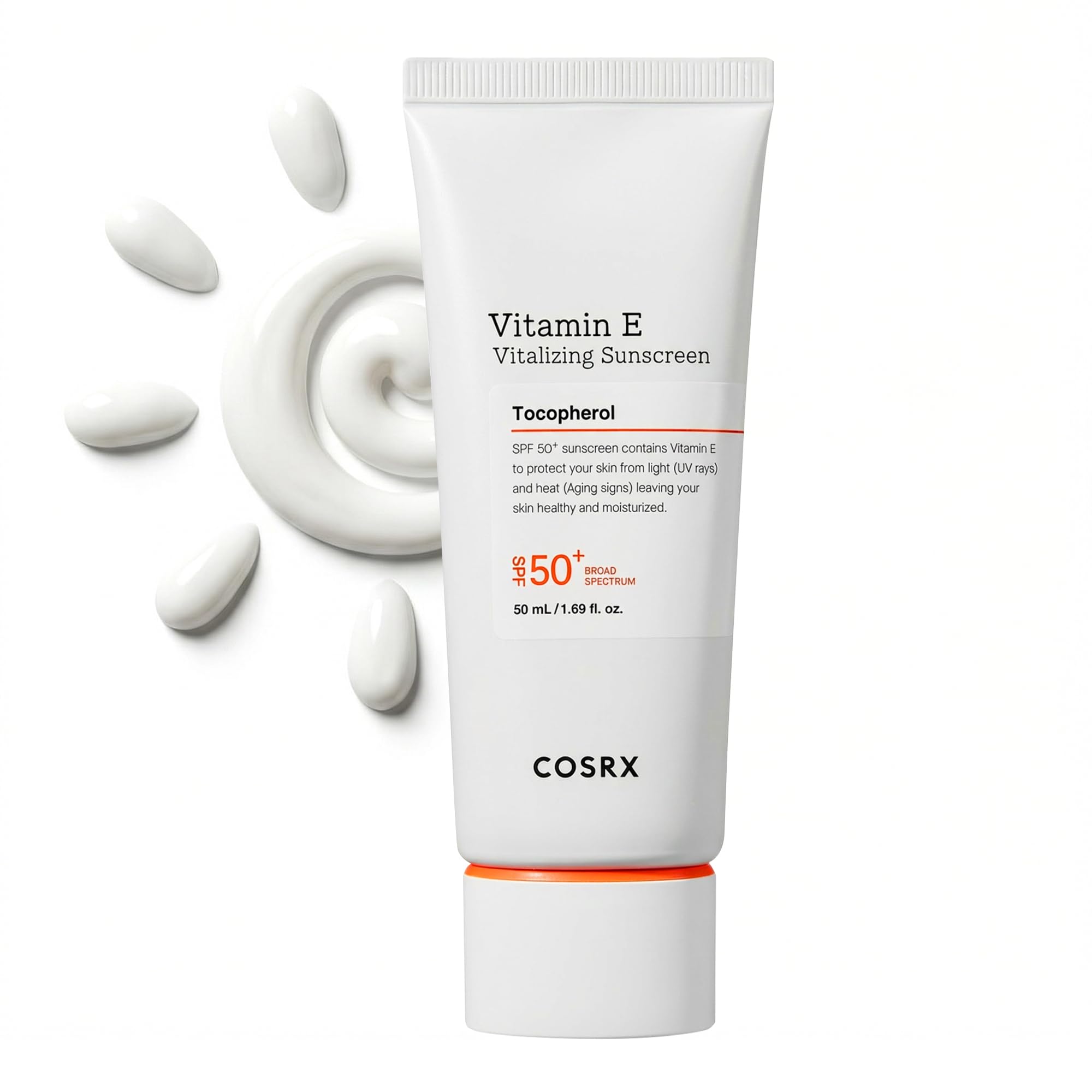 COSRX Vitamin E Sunscreen SPF 50, Natural Glow, for Oily Skin, - Product Imagery