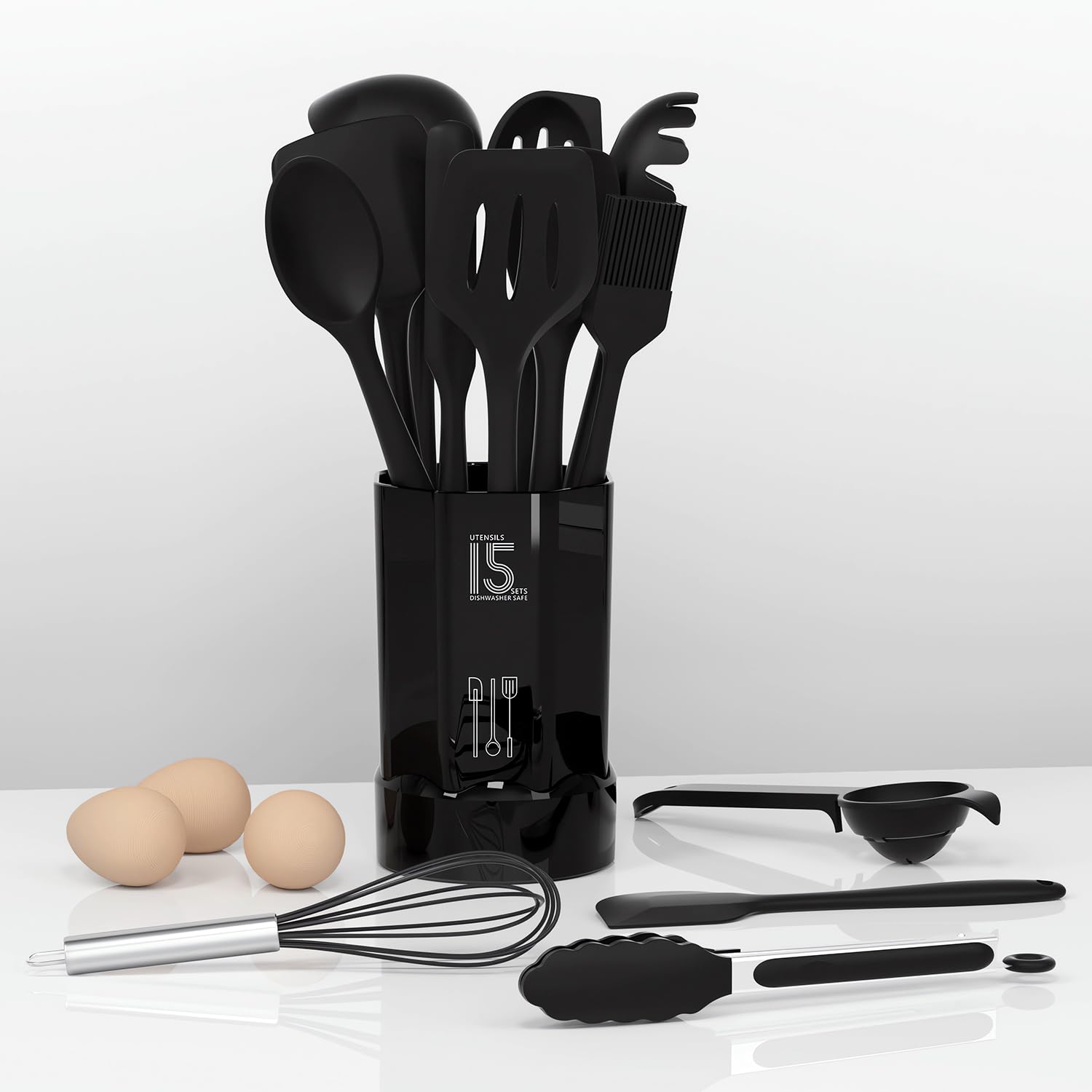 AOTHOD Silicone Cooking Utensils Set - 446°F Heat Resistant Kitch - AOTHOD Official Product View 6