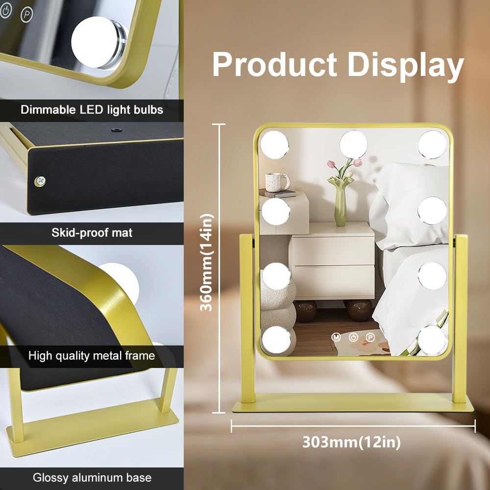 YEKKOPT 14 2 x12 Gold Vanity Makeup Mirror with Lights - YEKKOPT Official Imagery - 3