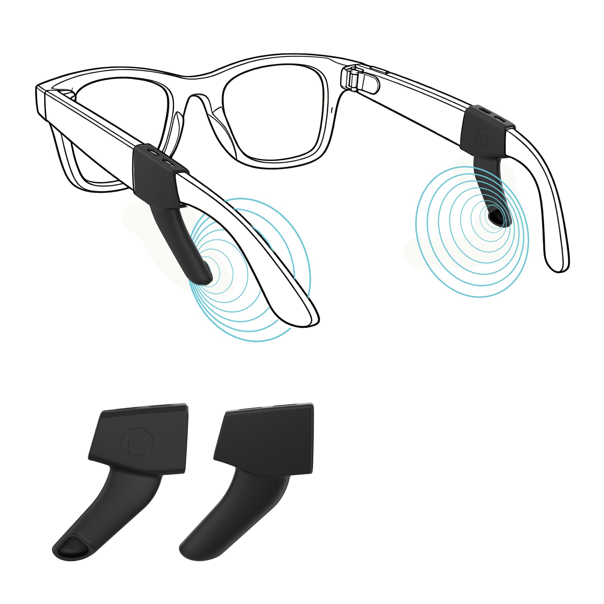 HIBLOKS Voice Privacy Ear Tips for Ray-Ban Meta Smart Glasses Acc by HIBLOKS - Angle View 1