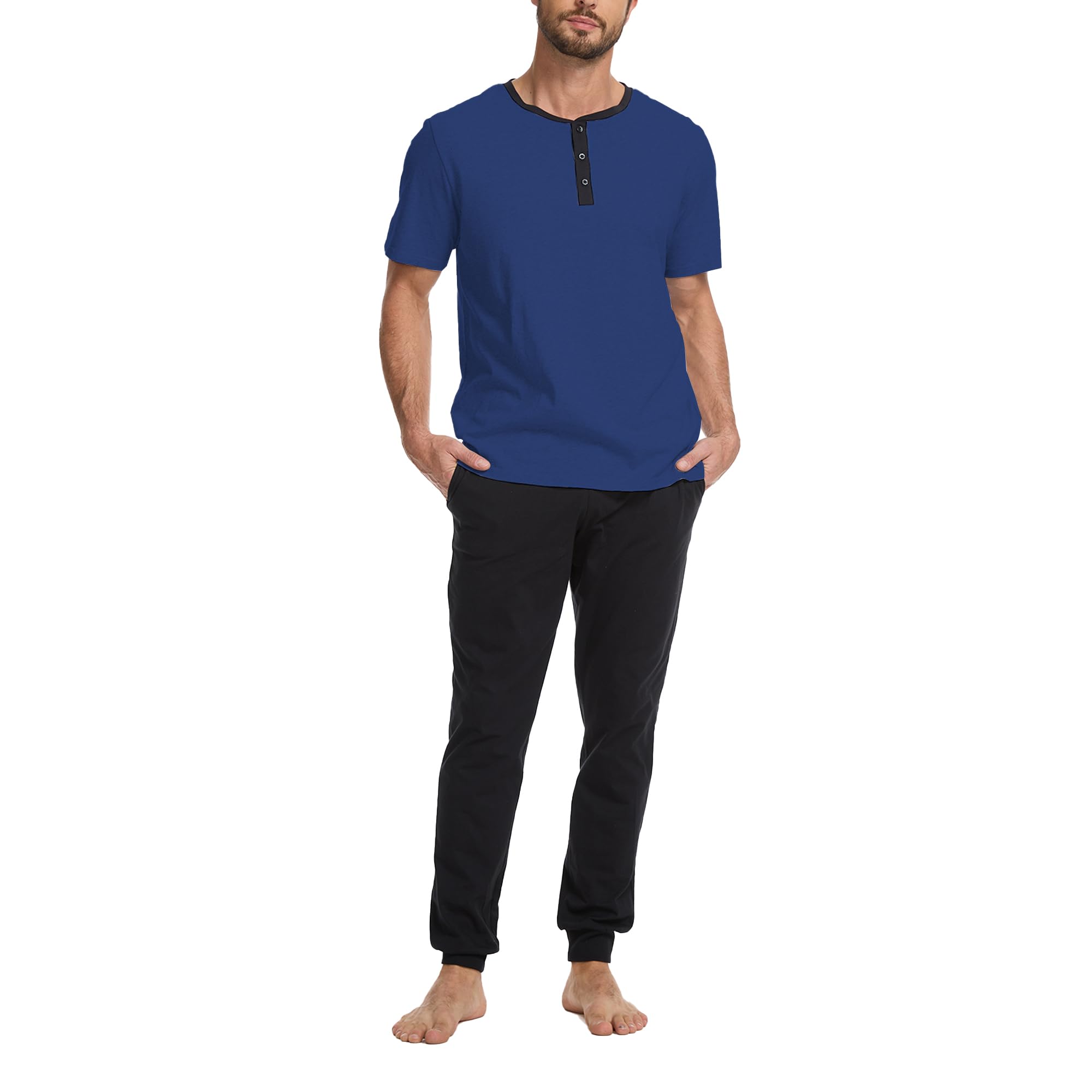 Navisting Men's 100% Cotton Henley Pajama Set 2-Piece Lounge Slee - Navisting Official Product View 7