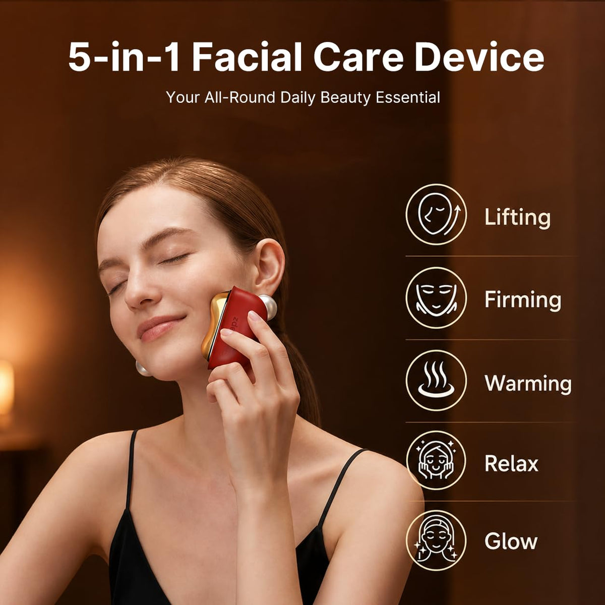 GS5 Electric Heated Gua Sha Tool Red Light Face Massager Red - ZDEER Official Imagery - 7