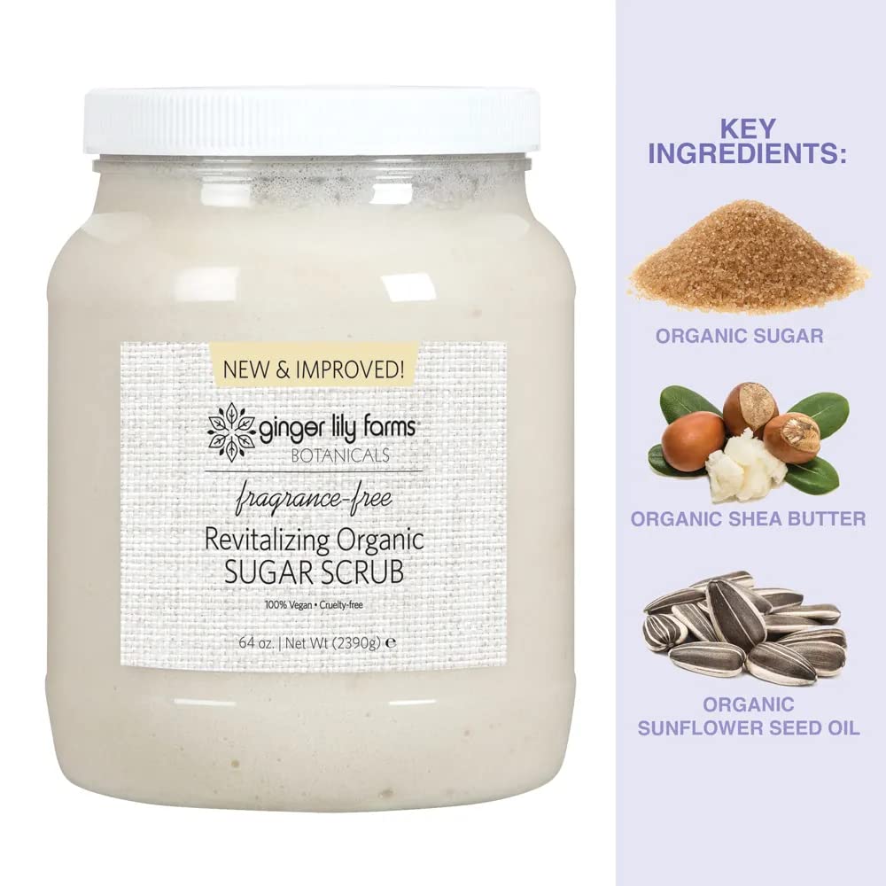 Ginger Lily Farms Botanicals Organic Sugar Scrub, Fragrance Free - Ginger Lily Farms Official Product View 5
