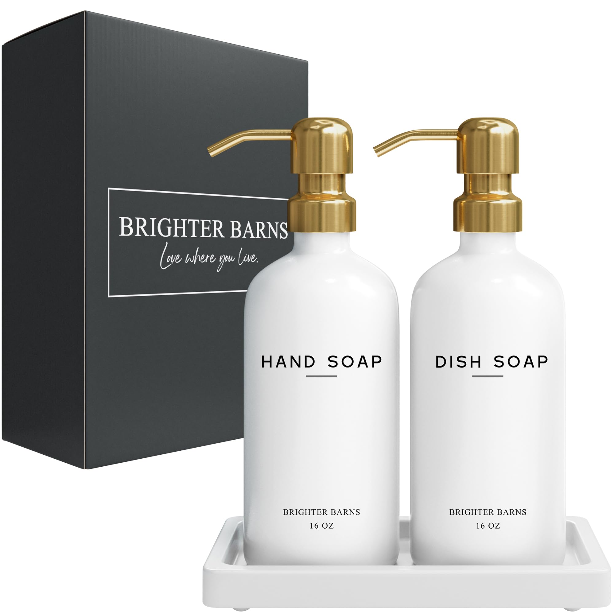 Luxury Glass Hand and Dish Soap Dispenser Set by Brighter Barns - - Brighter Barns Official Product View 8