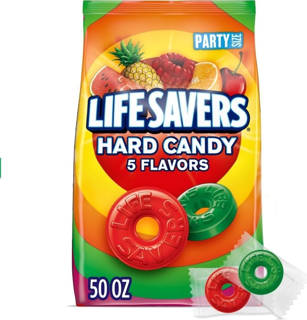 LIFE SAVERS 5 Flavors Hard Candy, Party Size, 50 oz Sharing Bag - Product Imagery
