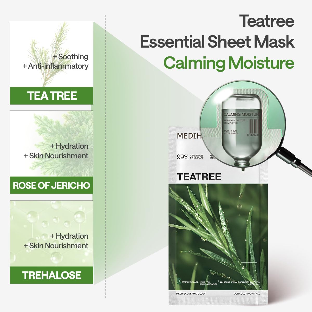 MEDIHEAL Tea Tree Essential Face Sheet Mask Calming Moisture - MEDIHEAL Official Imagery - 7