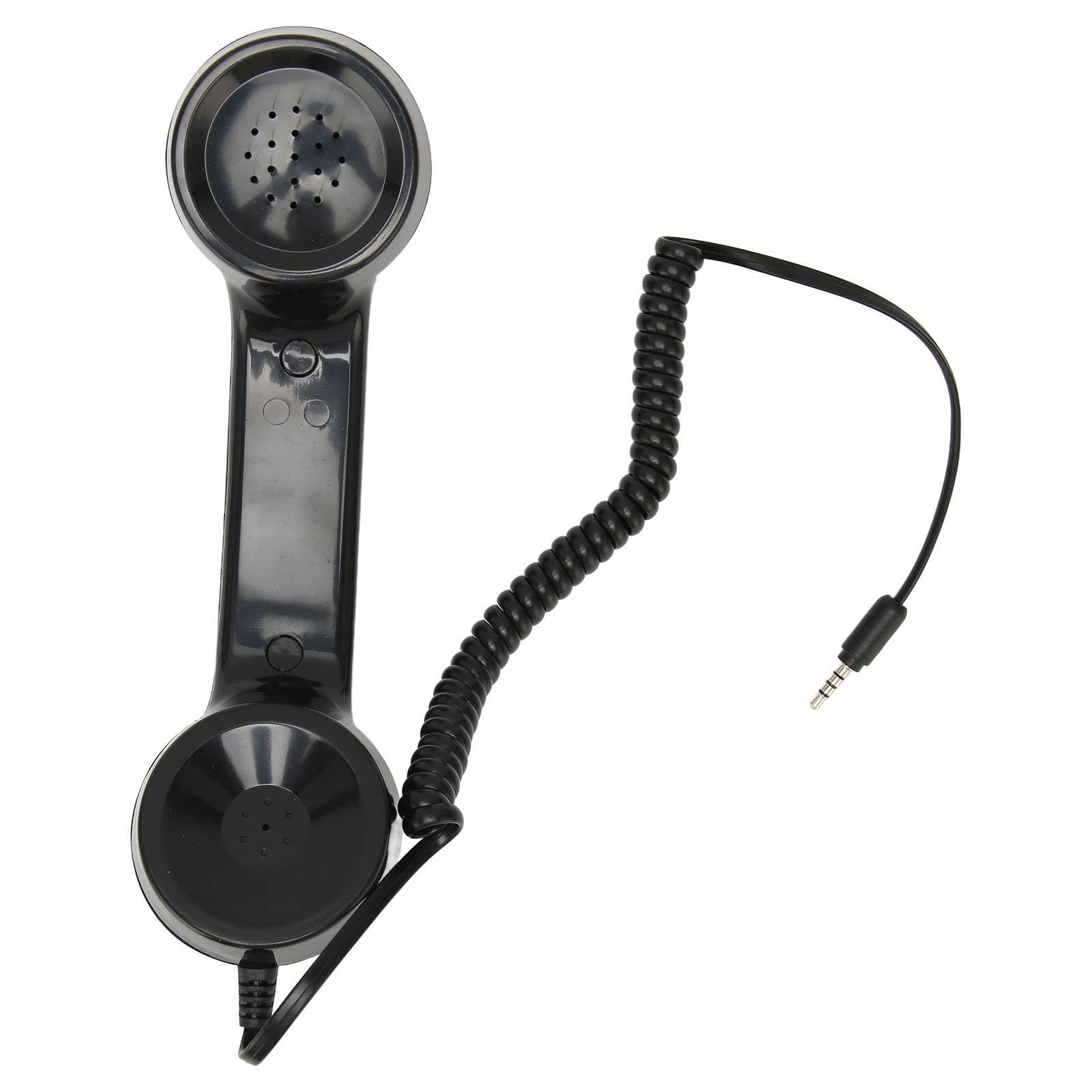 Black Tangxi retro phone handset, multifunction radiation-proof handheld receiver for mobile phones and computers, vintage style.