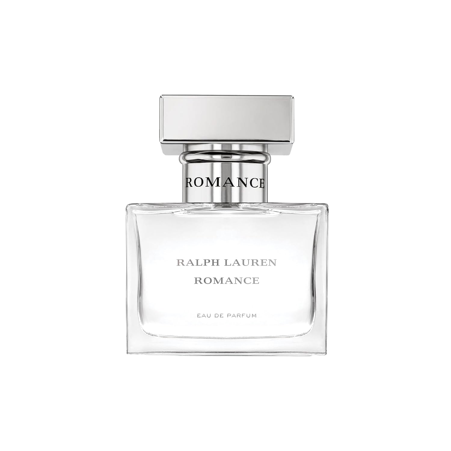 Ralph Lauren Fragrances Romance women's Eau de Parfum bottle with elegant floral design and soft pink accents.