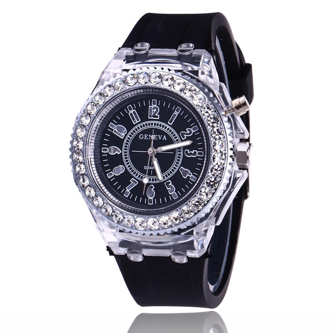 Silicone Bling Women Men Watch LED Luminous Colorful Lights - Product Imagery