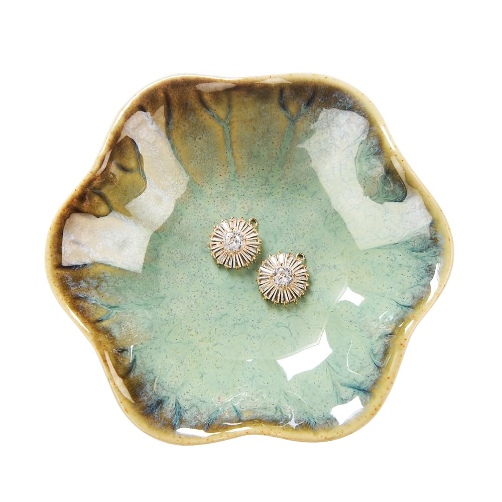 JAMEND CLXP Lotus Leaf Shape Ring Holder Dish, Small Key Bowl, Ceramic Trinket T - JAMEND CLXP Official Product View 1